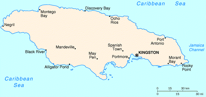 World Map Jamaica Geography