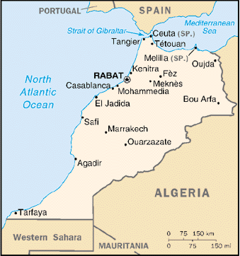 Map Of Morocco And Surrounding Countries. various countries select