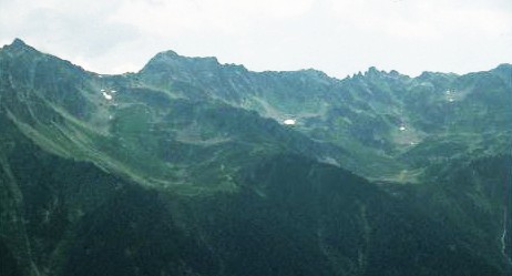 Photo of north facing corries with small patches of snow