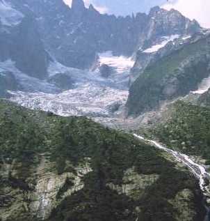 Three corries contributing to a valley glacier